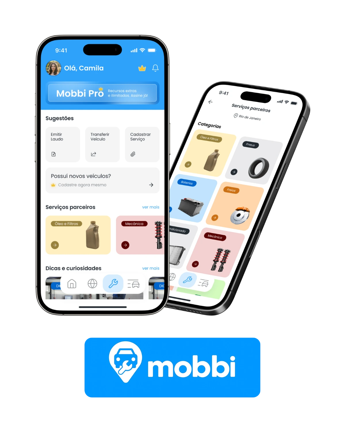 Telas do aplicativo Mobbi