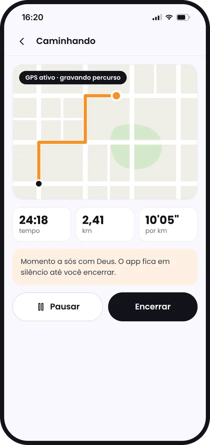 Caminhada com GPS no protótipo Caminhando com Deus