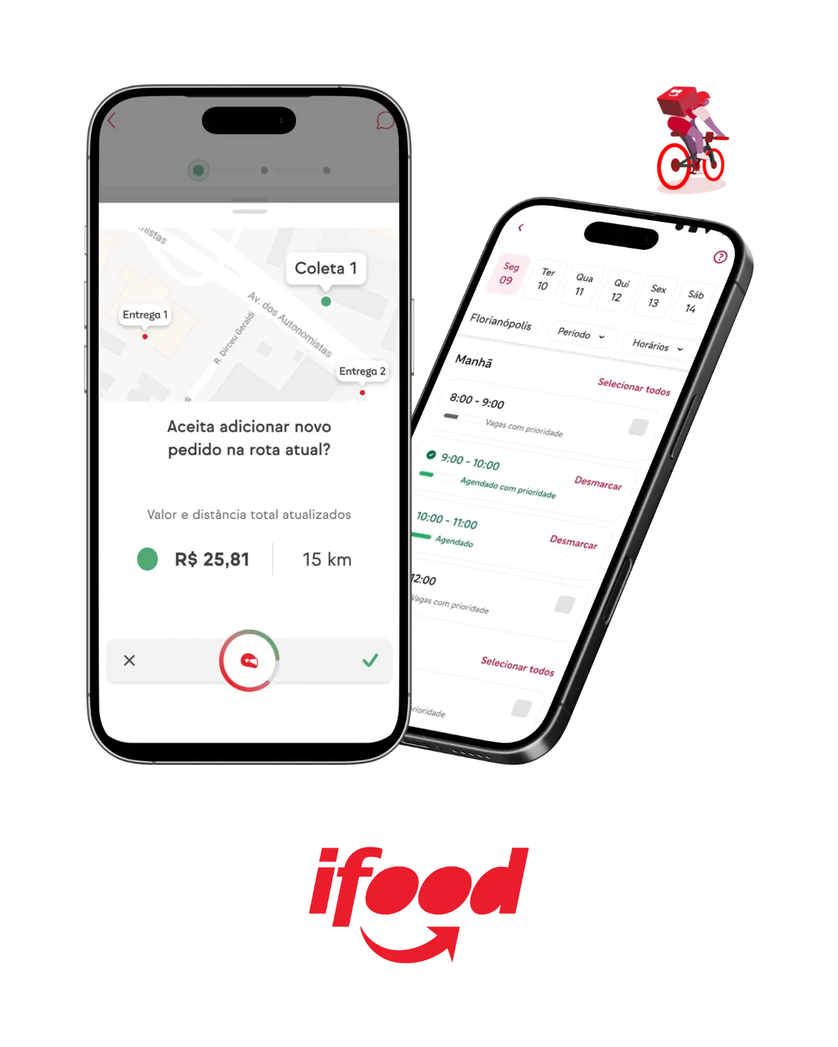 Telas do aplicativo iFood Entregadores